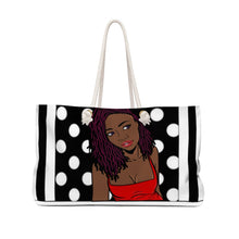 Load image into Gallery viewer, Stripes and Polka Dots Weekender Bag