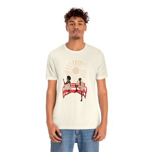 Two Girls on a Bench  Jersey Short Sleeve Tee